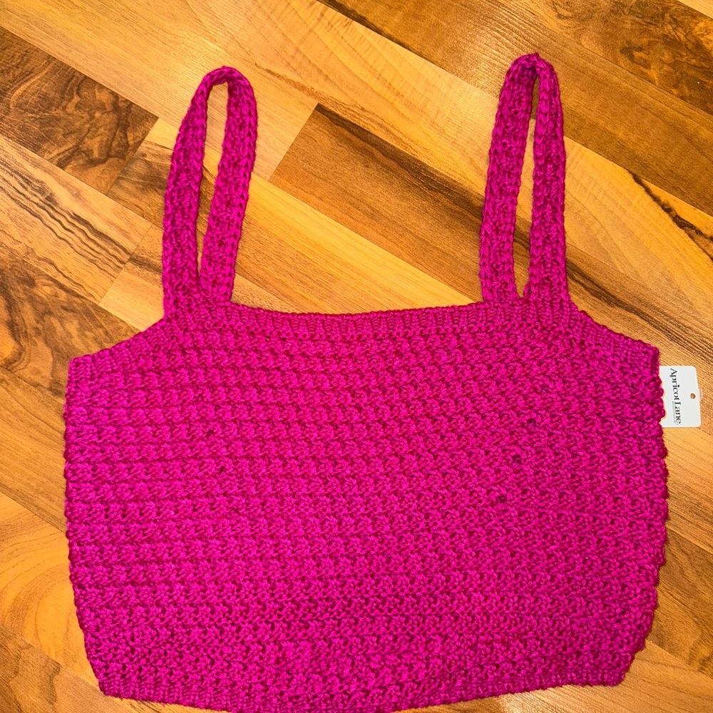 Saltwater luxe Kenan net midi crop top tank fuchsia NWT size small boho